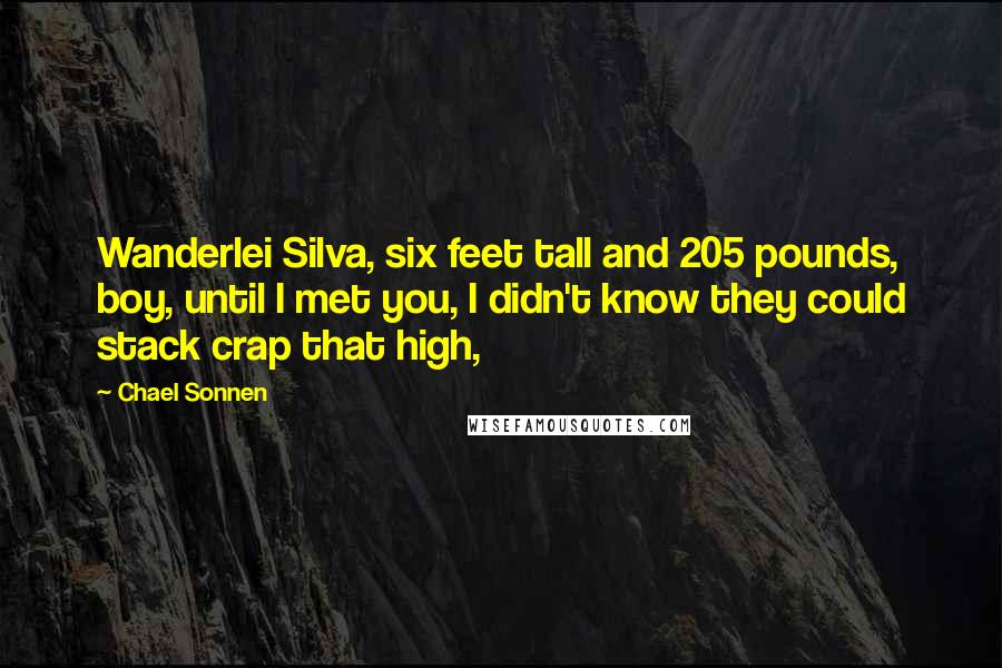 Chael Sonnen quotes: Wanderlei Silva, six feet tall and 205 pounds, boy, until I met you, I didn't know they could stack crap that high,