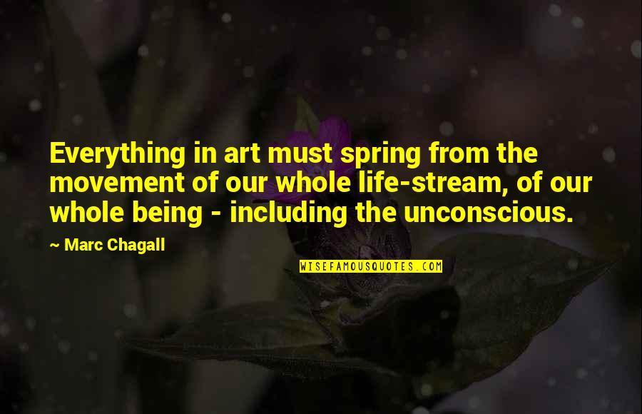 Chagall Quotes By Marc Chagall: Everything in art must spring from the movement