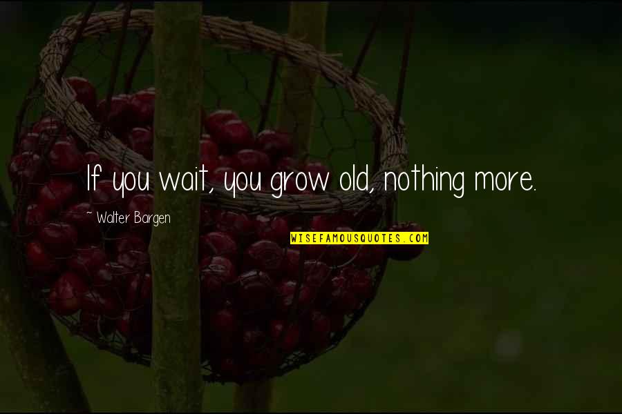 Chagnes Quotes By Walter Bargen: If you wait, you grow old, nothing more.