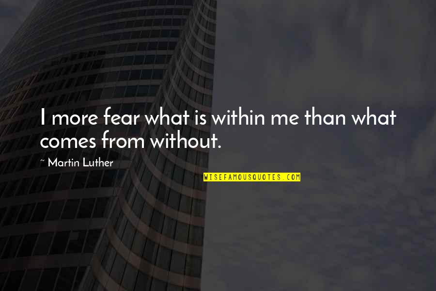 Chain Smoker Quotes By Martin Luther: I more fear what is within me than