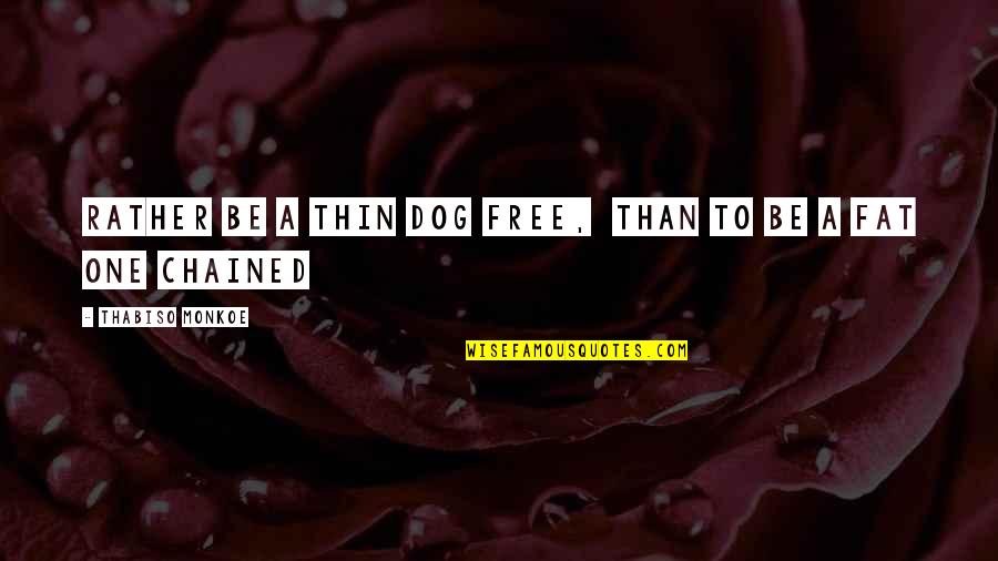 Chained Quotes By Thabiso Monkoe: Rather be a thin dog free, than to