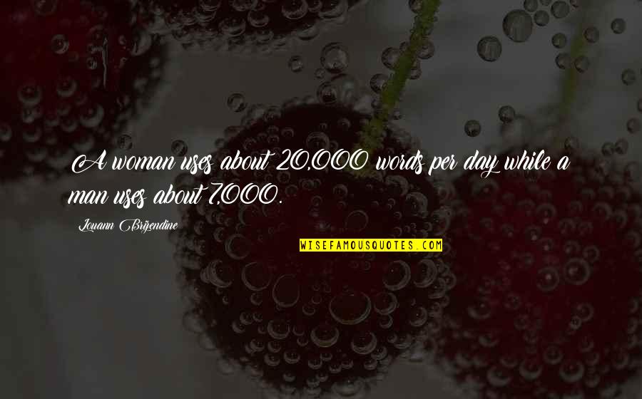 Chakeya Quotes By Louann Brizendine: A woman uses about 20,000 words per day Chakeya Quotes By Louann Brizendine: A woman uses about 20,000 words per day