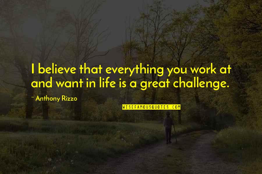 Challenge At Work Quotes By Anthony Rizzo: I believe that everything you work at and