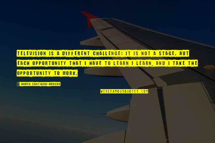 Challenge At Work Quotes By Ruben Santiago-Hudson: Television is a different challenge; it is not