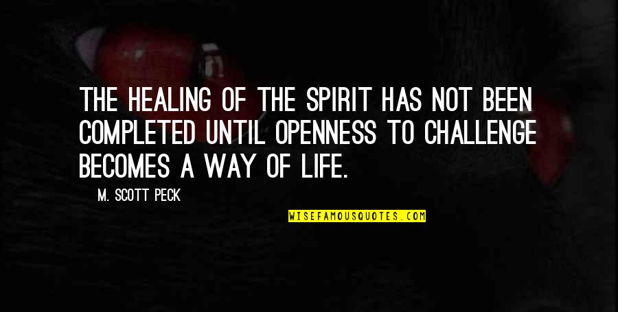 Challenge Completed Quotes By M. Scott Peck: The healing of the spirit has not been