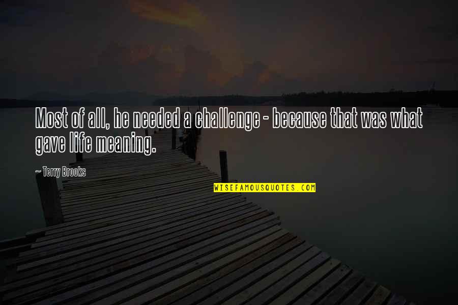 Challenge In My Life Quotes By Terry Brooks: Most of all, he needed a challenge -