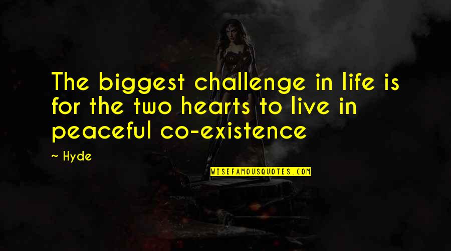 Challenge Life Quotes By Hyde: The biggest challenge in life is for the
