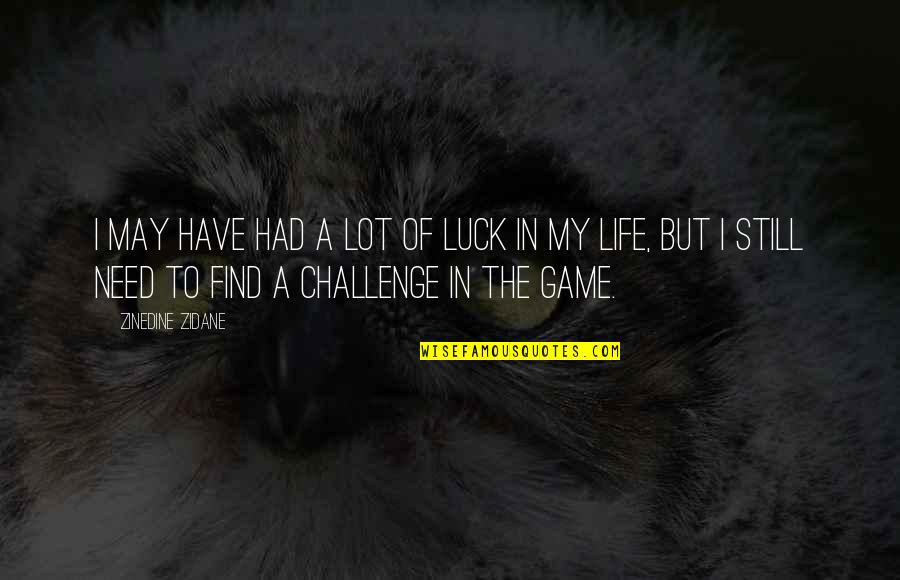 Challenge Life Quotes By Zinedine Zidane: I may have had a lot of luck
