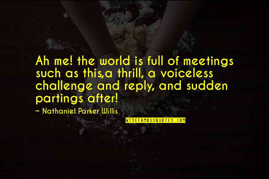 Challenge Me Quotes By Nathaniel Parker Willis: Ah me! the world is full of meetings
