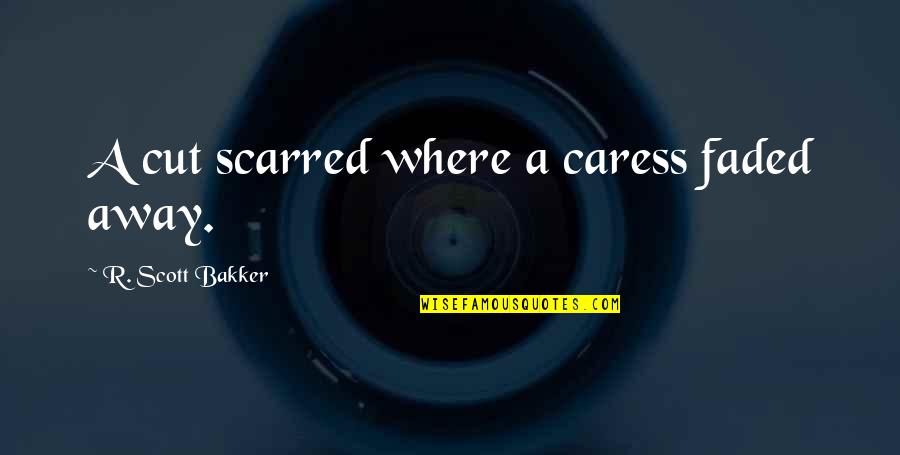 Challenges And Fear Quotes By R. Scott Bakker: A cut scarred where a caress faded away.