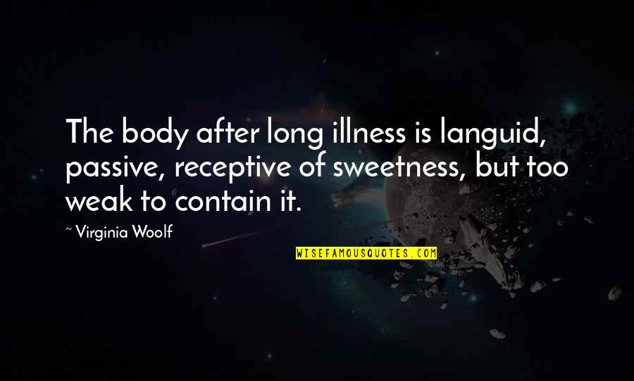 Challenges In Life And Love Quotes By Virginia Woolf: The body after long illness is languid, passive,