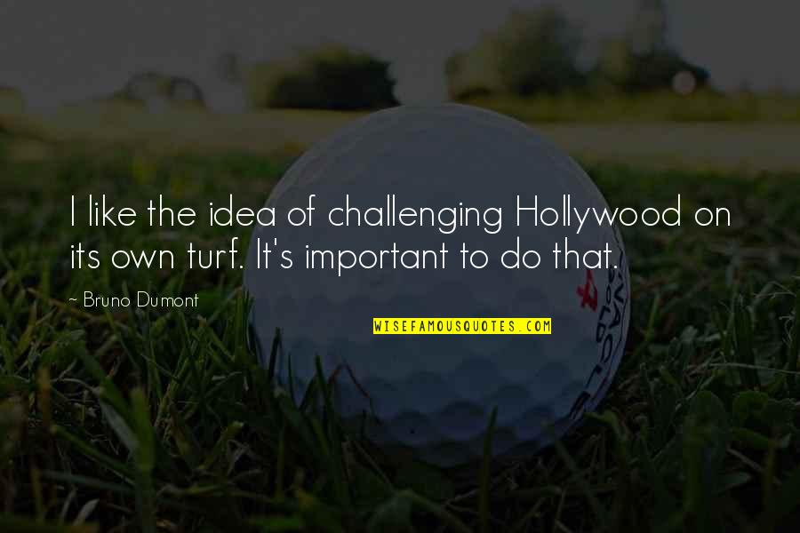 Challenging Quotes By Bruno Dumont: I like the idea of challenging Hollywood on