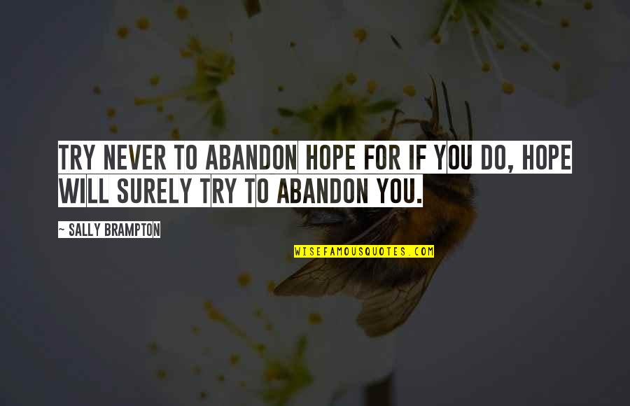 Chaltar Quotes By Sally Brampton: Try never to abandon hope for if you