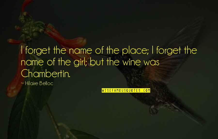 Chambertin Wine Quotes By Hilaire Belloc: I forget the name of the place; I