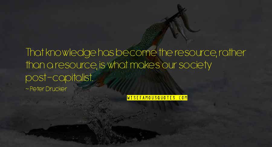 Chameleon Street Quotes By Peter Drucker: That knowledge has become the resource, rather than