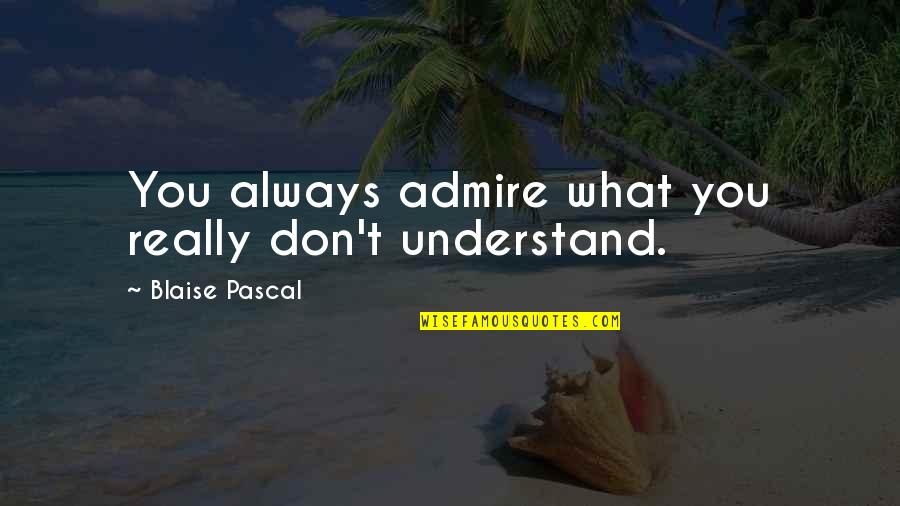 Champagnie Pitt Quotes By Blaise Pascal: You always admire what you really don't understand.