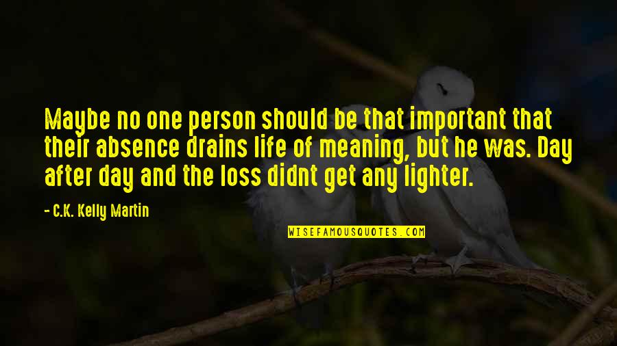 Champeix Real Estate Quotes By C.K. Kelly Martin: Maybe no one person should be that important Champeix Real Estate Quotes By C.K. Kelly Martin: Maybe no one person should be that important