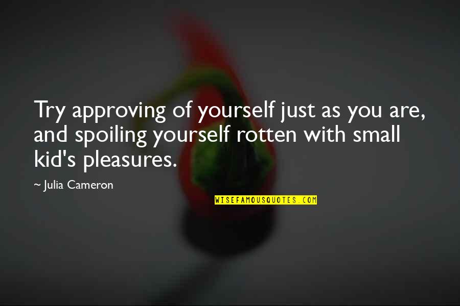 Champertous Pronunciation Quotes By Julia Cameron: Try approving of yourself just as you are,