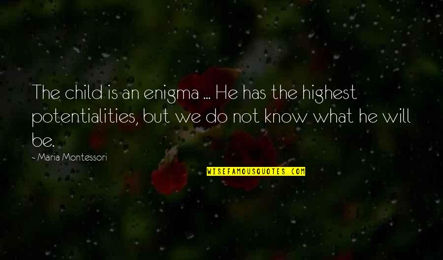 Champine Quotes By Maria Montessori: The child is an enigma ... He has