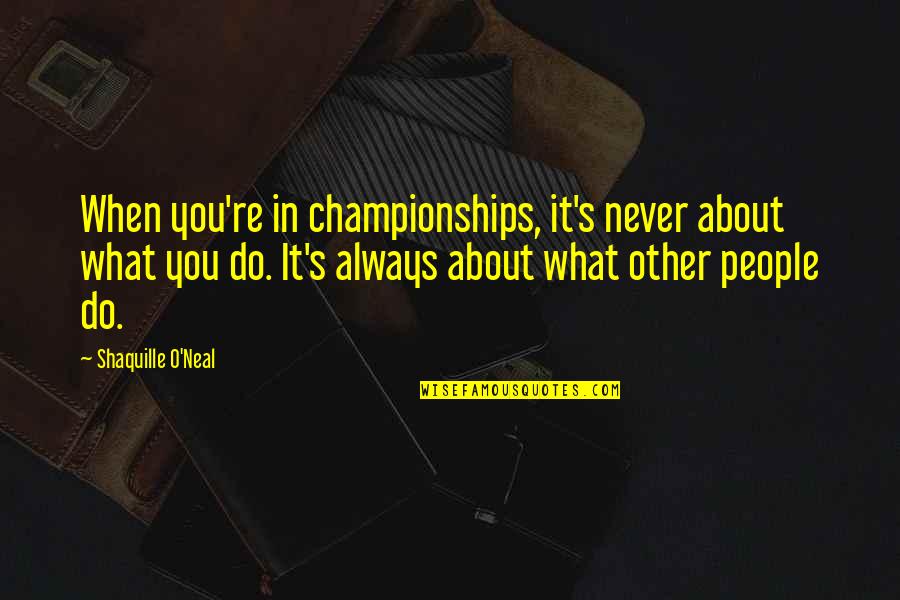 Championships Quotes By Shaquille O'Neal: When you're in championships, it's never about what