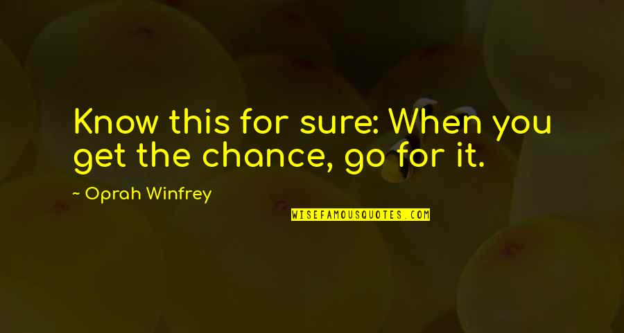 Chance And Opportunity Quotes By Oprah Winfrey: Know this for sure: When you get the