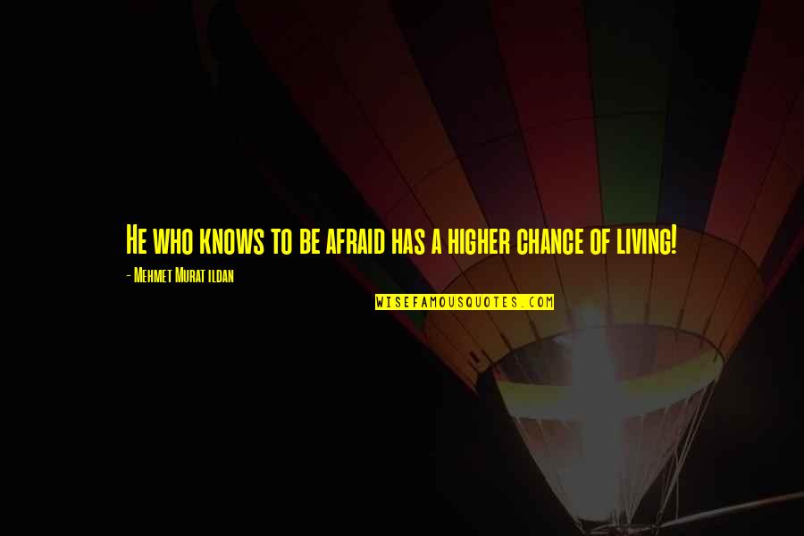 Chance Of Living Quotes By Mehmet Murat Ildan: He who knows to be afraid has a