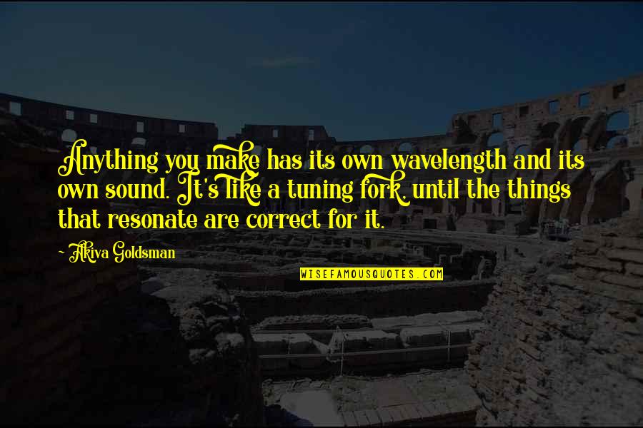 Chances Regret Quotes By Akiva Goldsman: Anything you make has its own wavelength and Chances Regret Quotes By Akiva Goldsman: Anything you make has its own wavelength and