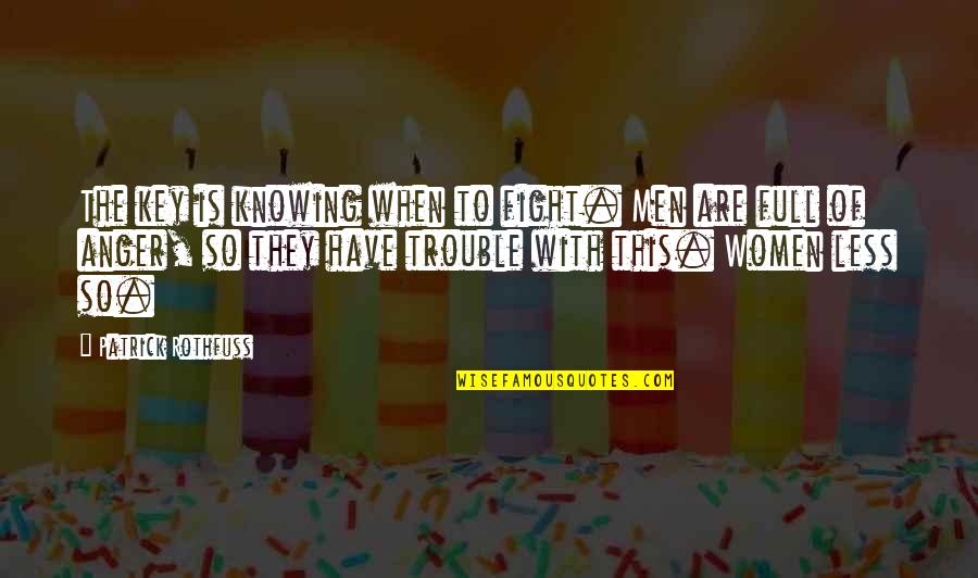 Chandail Kangourou Quotes By Patrick Rothfuss: The key is knowing when to fight. Men