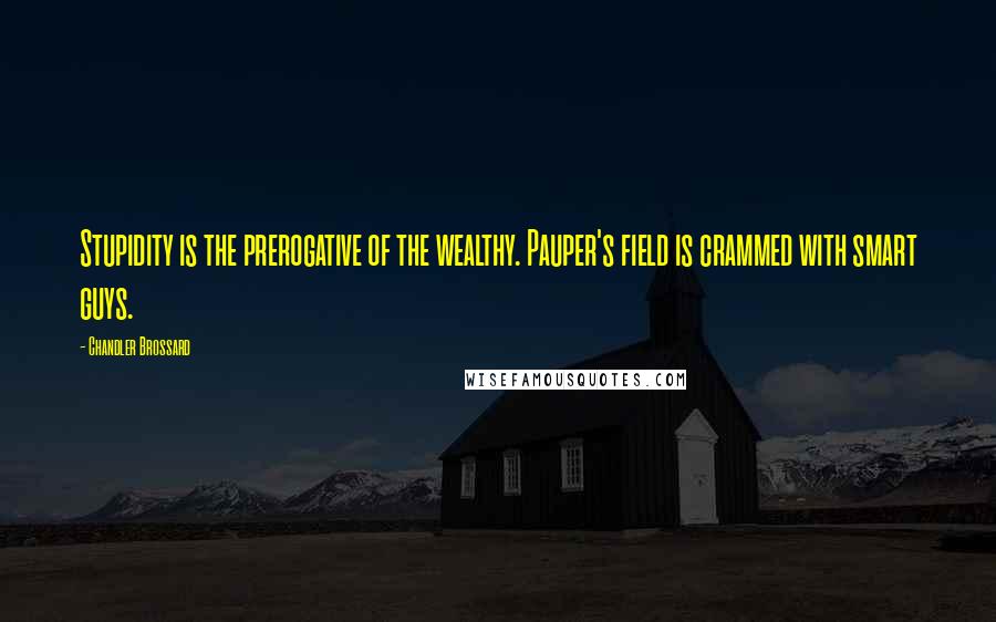 Chandler Brossard quotes: Stupidity is the prerogative of the wealthy. Pauper's field is crammed with smart guys.