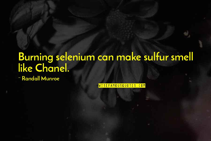 Chanel Quotes By Randall Munroe: Burning selenium can make sulfur smell like Chanel.