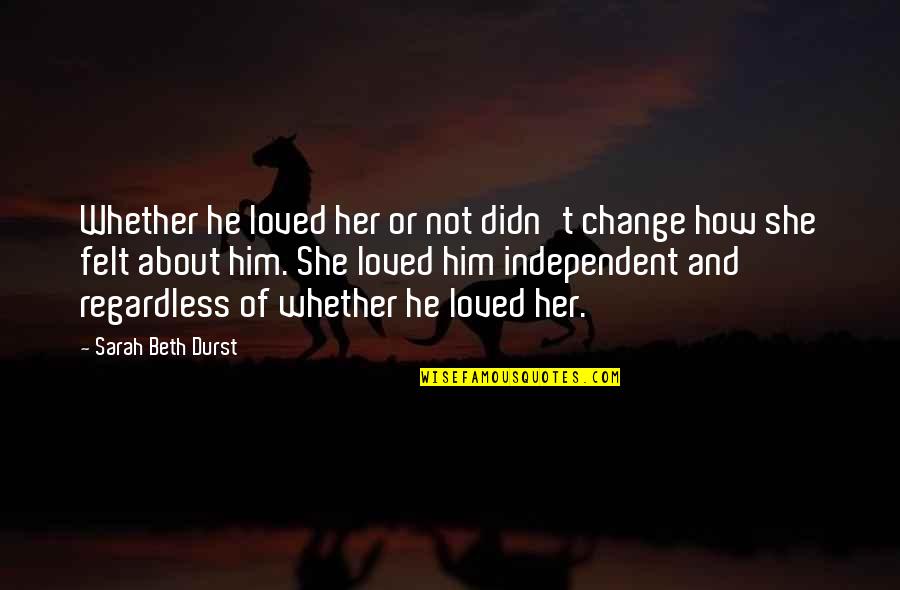 Change About Love Quotes By Sarah Beth Durst: Whether he loved her or not didn't change