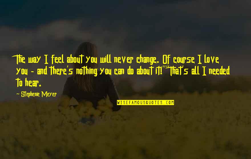 Change About Love Quotes By Stephenie Meyer: The way I feel about you will never
