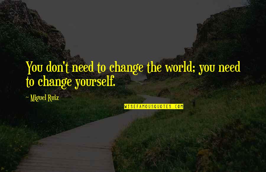 Change And Growth In Life Quotes By Miguel Ruiz: You don't need to change the world; you