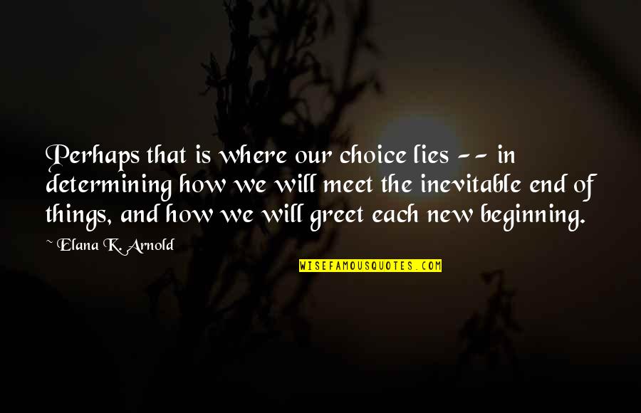 Change And New Beginnings Quotes By Elana K. Arnold: Perhaps that is where our choice lies --