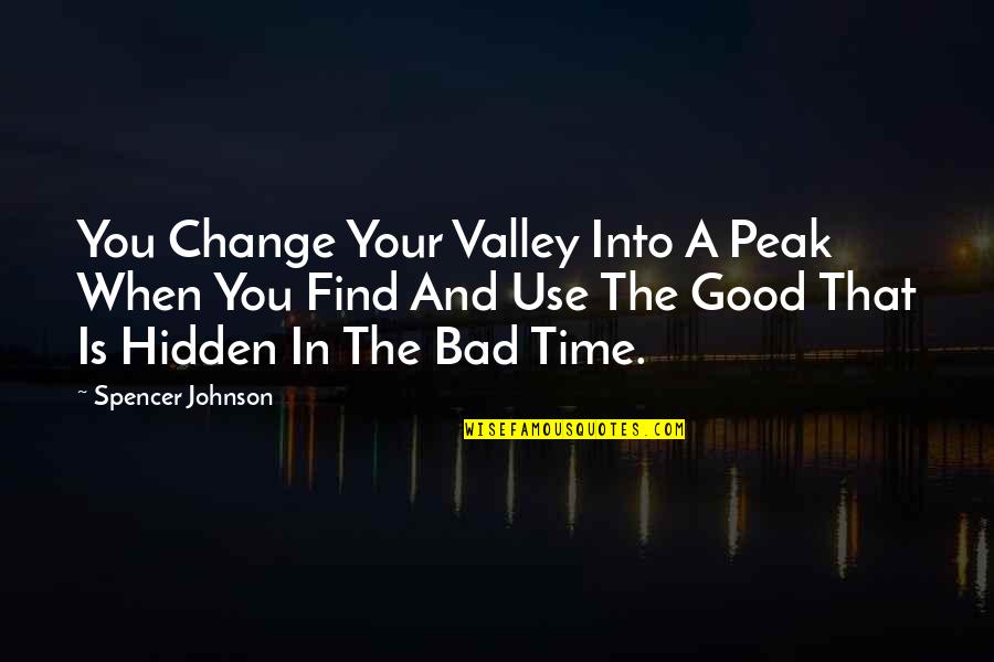 Change And Time Quotes By Spencer Johnson: You Change Your Valley Into A Peak When