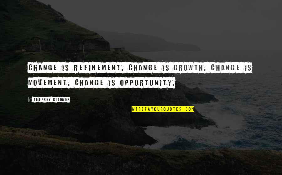 Change As An Opportunity Quotes By Jeffrey Gitomer: Change is REFINEMENT. Change is GROWTH. Change is