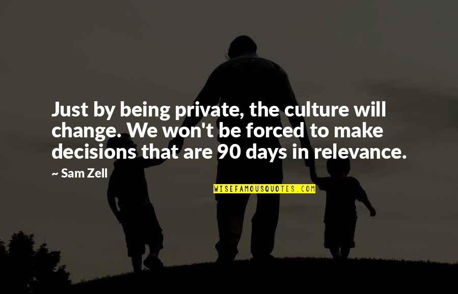 Change Culture Quotes By Sam Zell: Just by being private, the culture will change. Change Culture Quotes By Sam Zell: Just by being private, the culture will change.
