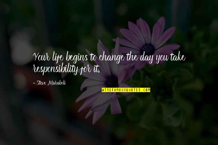 Change For Success Quotes By Steve Maraboli: Your life begins to change the day you