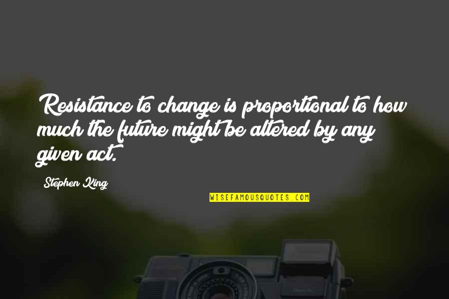 Change For The Future Quotes By Stephen King: Resistance to change is proportional to how much