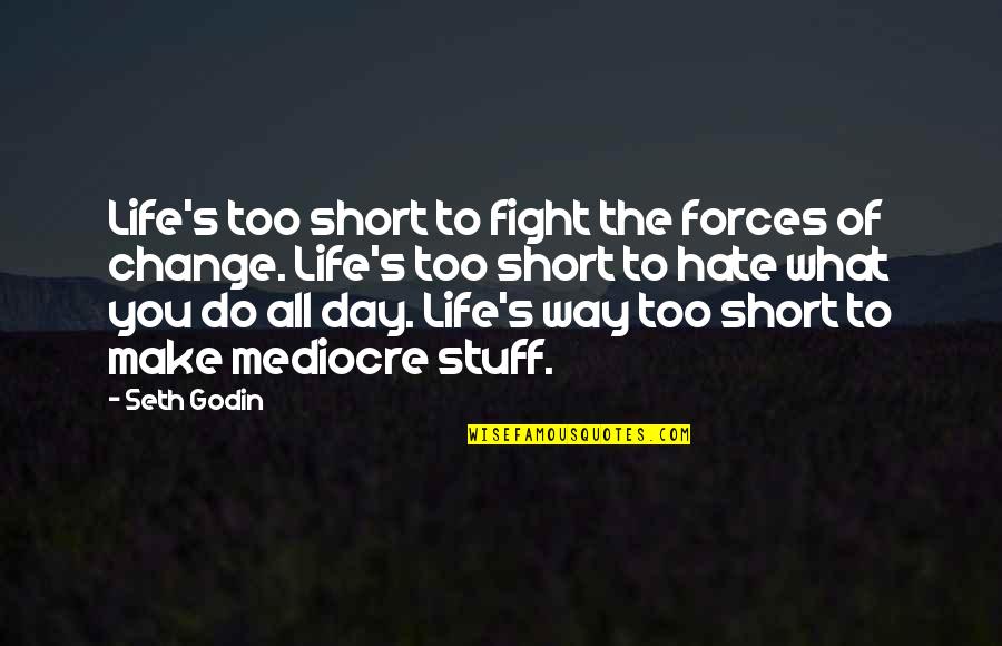 Change In Life Short Quotes By Seth Godin: Life's too short to fight the forces of