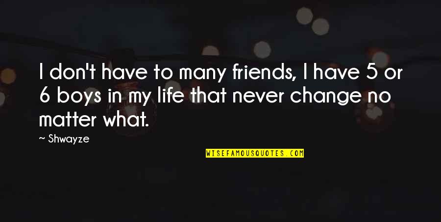 Change In Life With Friends Quotes By Shwayze: I don't have to many friends, I have