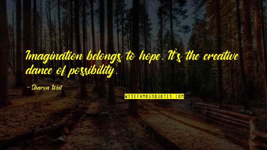 Change Is Not Possible Quotes By Sharon Weil: Imagination belongs to hope. It's the creative dance