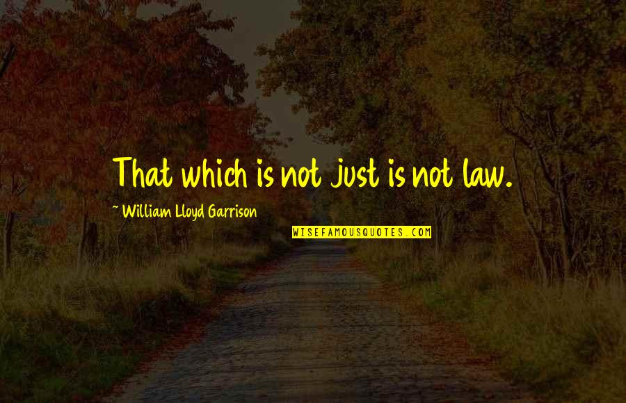 Change Life Direction Quotes By William Lloyd Garrison: That which is not just is not law.