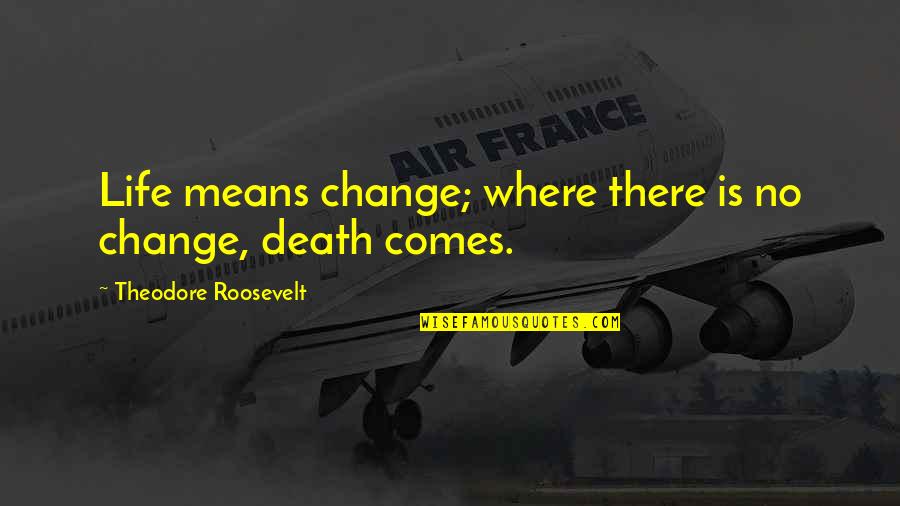 Change Life Quotes By Theodore Roosevelt: Life means change; where there is no change,