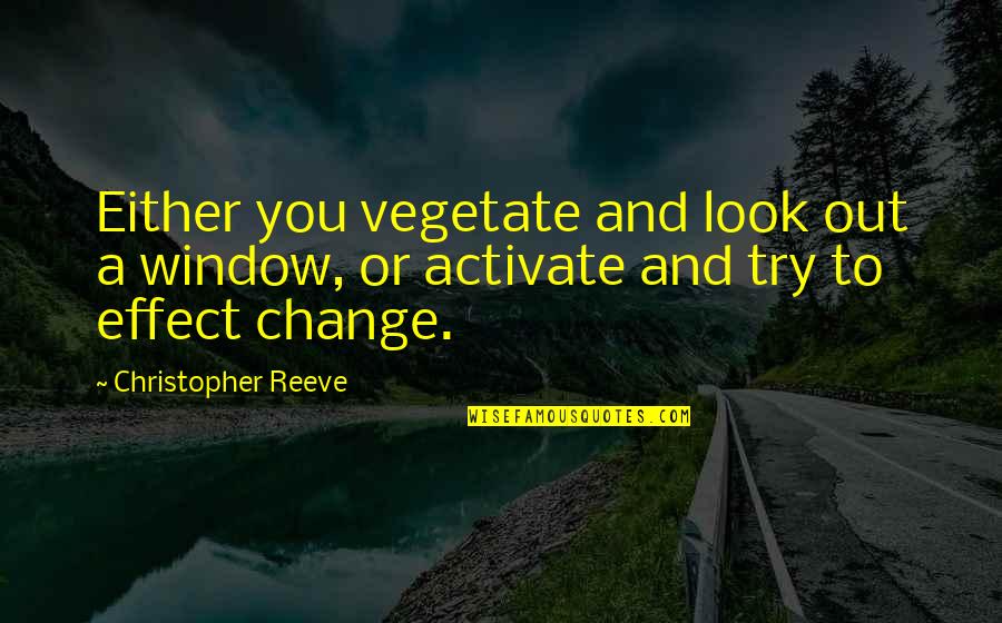 Change Look Quotes By Christopher Reeve: Either you vegetate and look out a window,