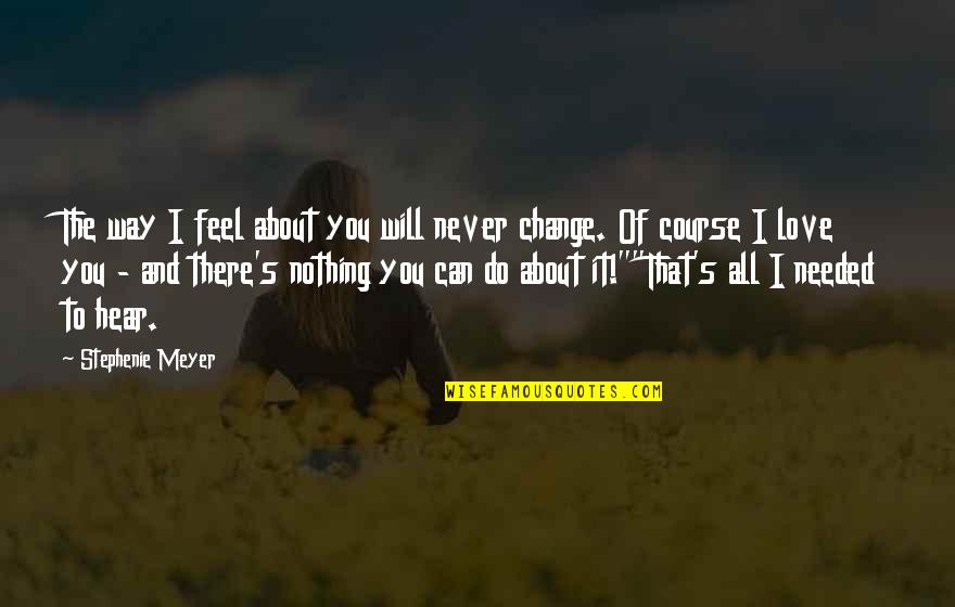 Change Of Course Quotes By Stephenie Meyer: The way I feel about you will never