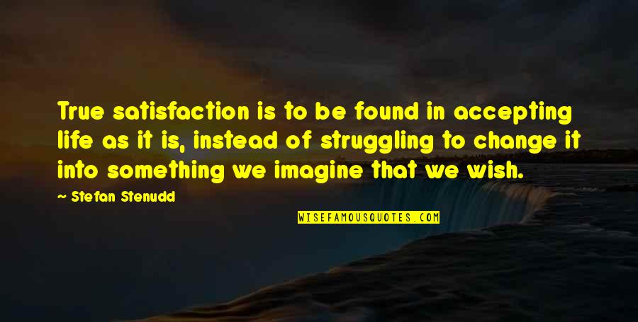 Change Of Something Quotes By Stefan Stenudd: True satisfaction is to be found in accepting