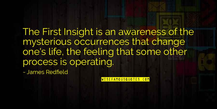 Change One Quotes By James Redfield: The First Insight is an awareness of the