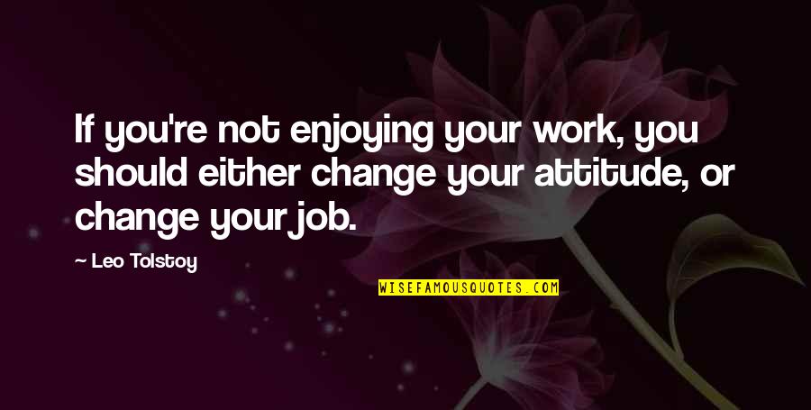 Change Our Attitude Quotes By Leo Tolstoy: If you're not enjoying your work, you should