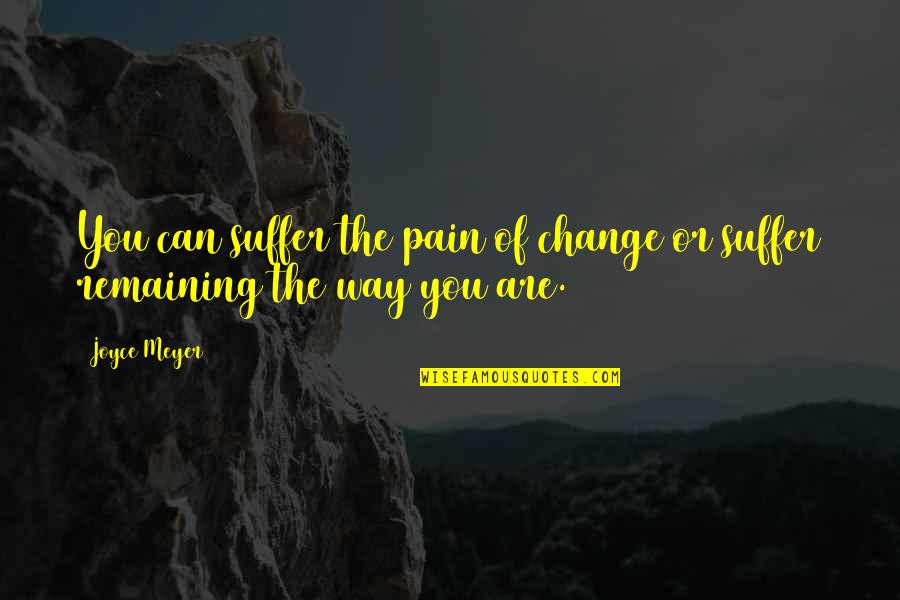 Change Pain Quotes By Joyce Meyer: You can suffer the pain of change or
